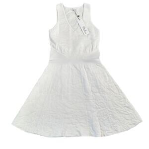 Parker Women's Textured V Neck Sleeveless White Dress Size S